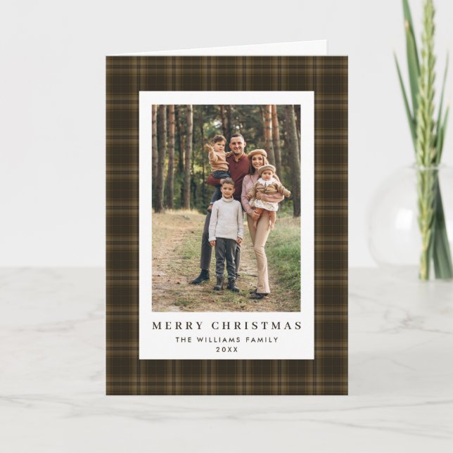 2 Foto Retro Weihnachten Karierte Gruß (Vorderseite)