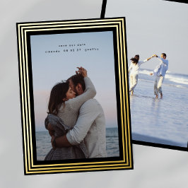 2 Foto Save the Date minimale goldene Rahmen Folieneinladung