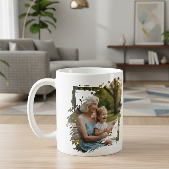2 Foto-Scribble-Rahmenvorlage Personalisiert Kaffeetasse (2 Photo Scribble Frame Template Personalized Coffee Mug by Ricaso.  Add own photographs, gift idea)