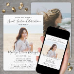 2 Foto Sweet 16 Chic Modernes, elegantes Script Einladung<br><div class="desc">Mit diesem stilvollen 2-Foto laden Sie Familie und Freunde zu einer eleganten Sweet 16. Geburtstagsfeier ein. Der gesamte Text ist einfach anzupassen. (IMAGE PLACEMENT TIP: Eine einfache Möglichkeit, ein Foto genau so zu zentrieren, wie Sie es gewollt haben, ist es, es einzuschneiden, bevor Sie es auf die Zazzle-Website hochladen.) Design...</div>