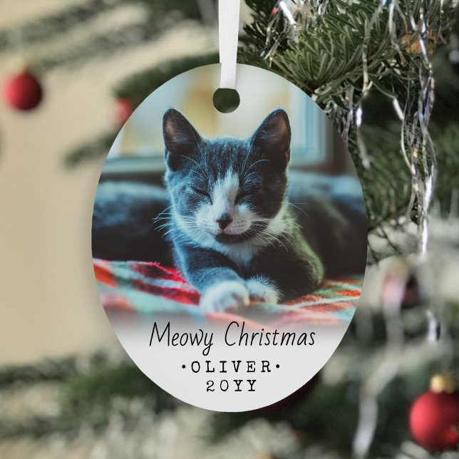 2 Foto Text Meowa Weihnachtskatze Einfache Skripte Ornament Aus Metall (Von Creator hochgeladen)