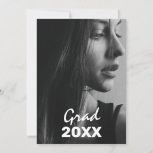 2 Foto Trendy Modern White Text Abschluss Einladung