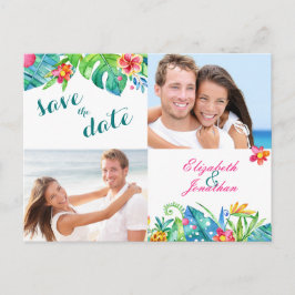 2 Foto Tropical Beach Pink Aquamarin Floral Ombre Ankündigungspostkarte