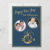 2 Foto-Uhr-Karte zum Jahreswechsel - Happy New Yea