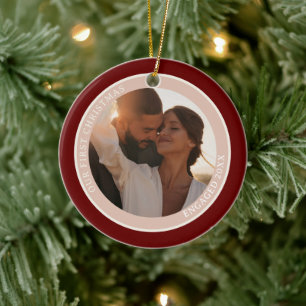 2 Foto Unser erstes Verlobtes Weihnachtsgebäck Keramik Ornament