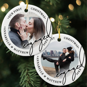 2 Foto Unser erstes Weihnachten Verlobungsfoto Keramik Ornament