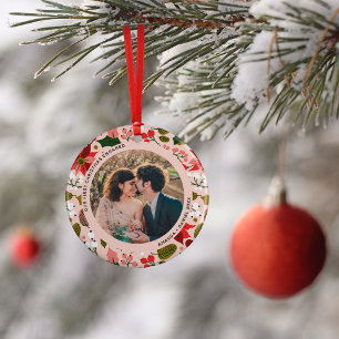 2 Foto Unsere ersten Weihnachten Verlobten Rosa Bl Keramik Ornament