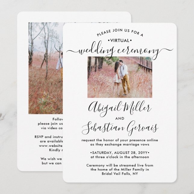 2 Foto Virtual Wedding Livestream Long Distance Einladung (Vorne/Hinten)