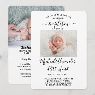 2 Foto von Virtual Baptism Christening Boy or Girl Einladung