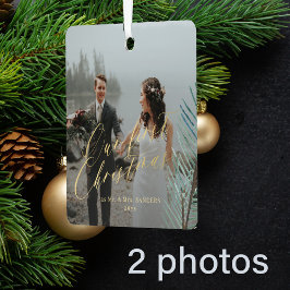2 Foto Weihnachten als Herr und Frau gerade geheir Ornament Aus Metall