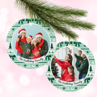 2 Foto Weihnachts-Sweater Minze Grün Keramik Ornament