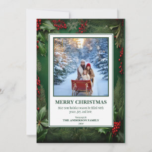 2 Foto Weihnachtslaub Feiertagskarte