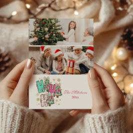 2 Foto Whimsical Ho Ho Weihnachtsfamilie Feiertagskarte