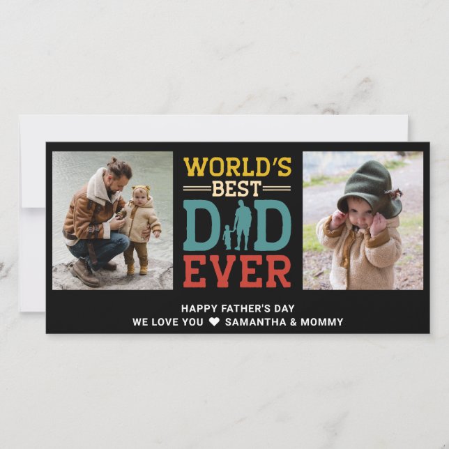 2 FotoCollage Bester Vater je Gruß hinzufügen Karte (Vorderseite)
