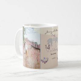 2 Fotos 14. Hochzeitstag Elfenbein Kaffeetasse