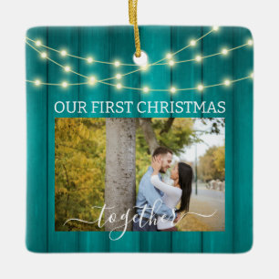 2 Fotos 1. Weihnachten Aquamarines Parkett Keramikornament