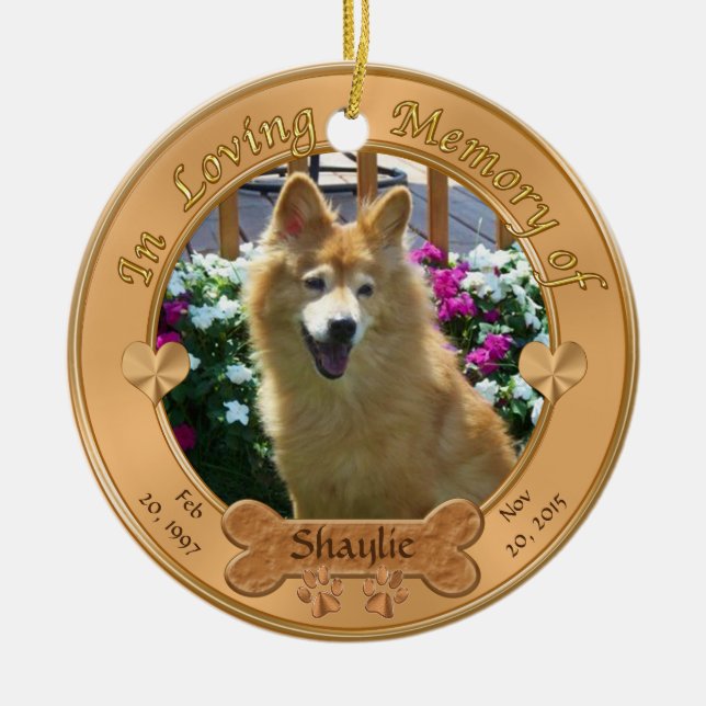2 Fotos, 3 Text-Kasten-Hundedenkmal-Verzierung Keramikornament (Vorne)