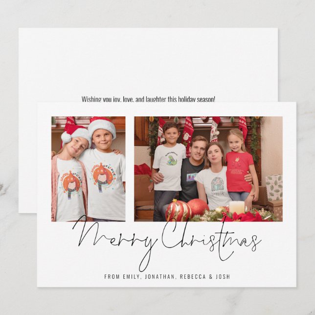 2 Fotos der Familie Collage Name Frohe Weihnachten (Vorne/Hinten)