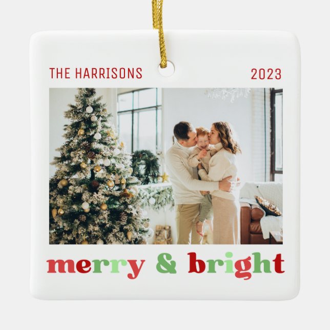 2 Fotos Frohe und helle Weihnachtsfarbe Keramikornament (Vorderseite)
