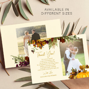 2 Fotos Herbst Botanische Hochzeit Danke Mitteilungskarte