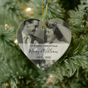 2 Fotos jedes Jubiläumsjahr Weihnachten Hochzeit Keramik Ornament