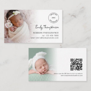 2 Fotos Logo QR Code Baby Fotograf Visitenkarte