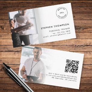 2 Fotos Logo QR Code Personal Trainer Visitenkarte