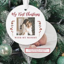 2 Fotos Mutter und Kind Erste Weihnachten zusammen