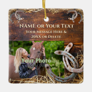 2 Fotos und Personalisierte Geschenke für Pferdefr Keramikornament