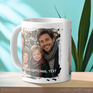 2 Fotos und Text - Horizontale Pinselstrich Kaffeetasse