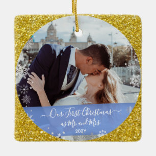 2 Fotos Unser erstes Weihnachten Herr Frau Gold Gl Keramikornament