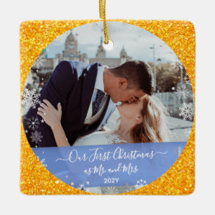 2 Fotos Unser erstes Weihnachten Herr Frau Gold Gl Keramikornament