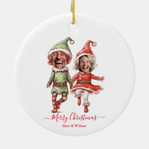 2 Fotos Weihnachtselfen Keramik Ornament