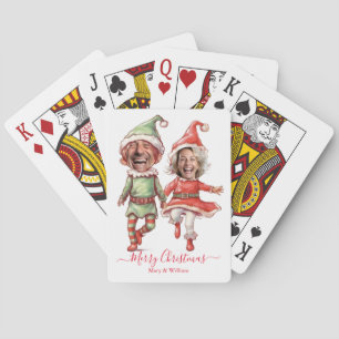 2 Fotos Weihnachtselfen Spielkarten