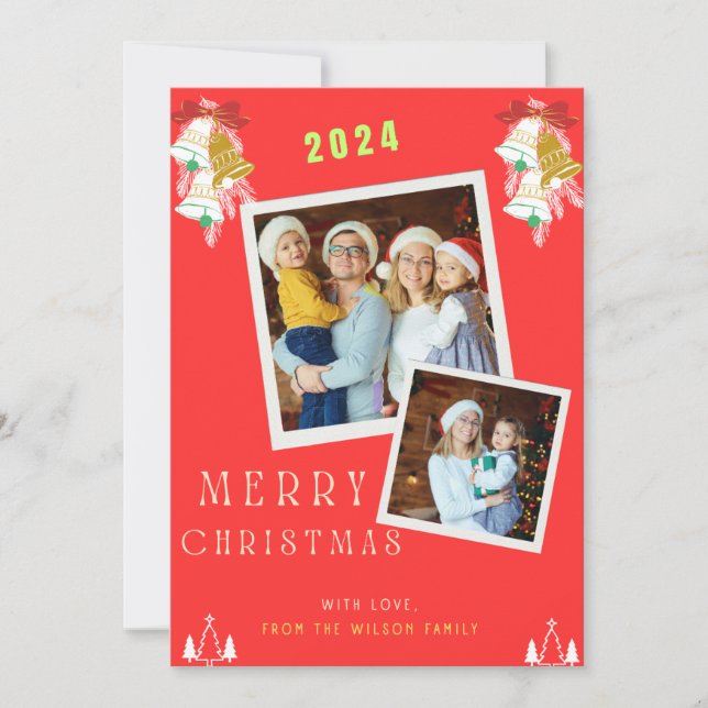 2 Fotos Weihnachtsfamilie Einladung (Vorderseite)