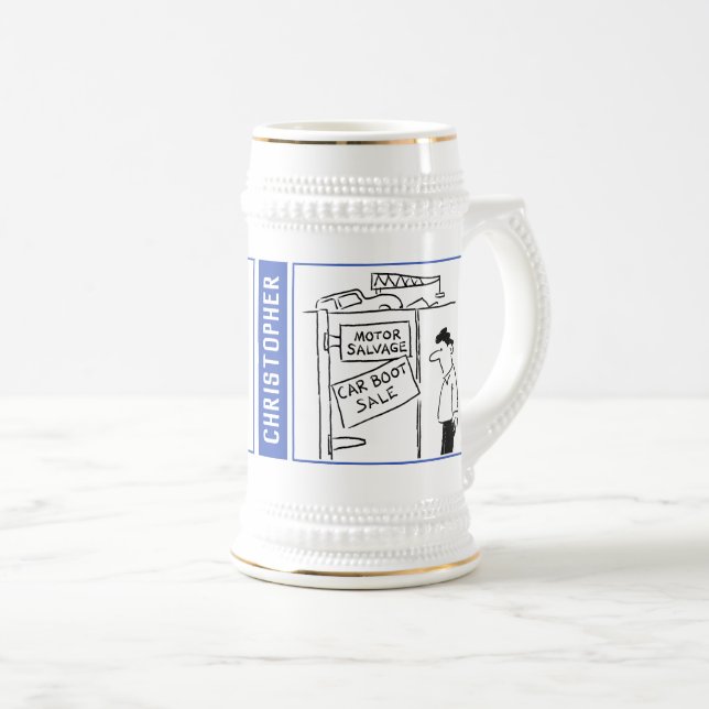 2 Fun Car Auto Geeignete Cartoons zu personalisier Bierglas (VorderseiteRechts)