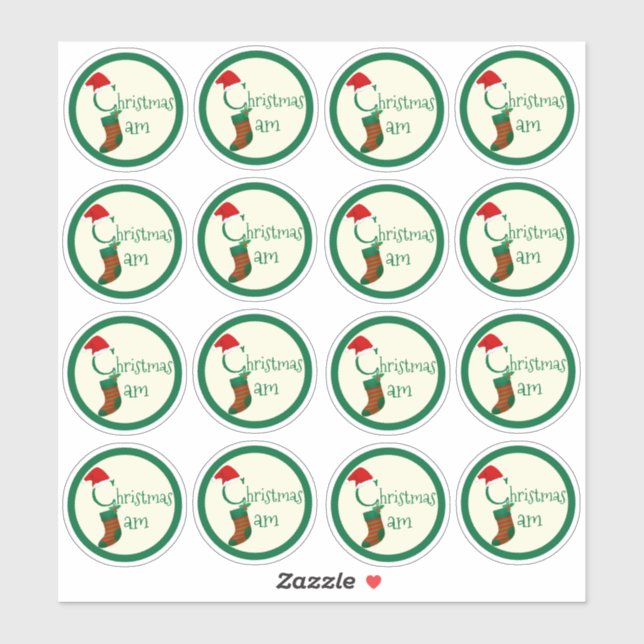 2" Fun Festif Noël Jam Canning Jar Étiquettes (Feuille)