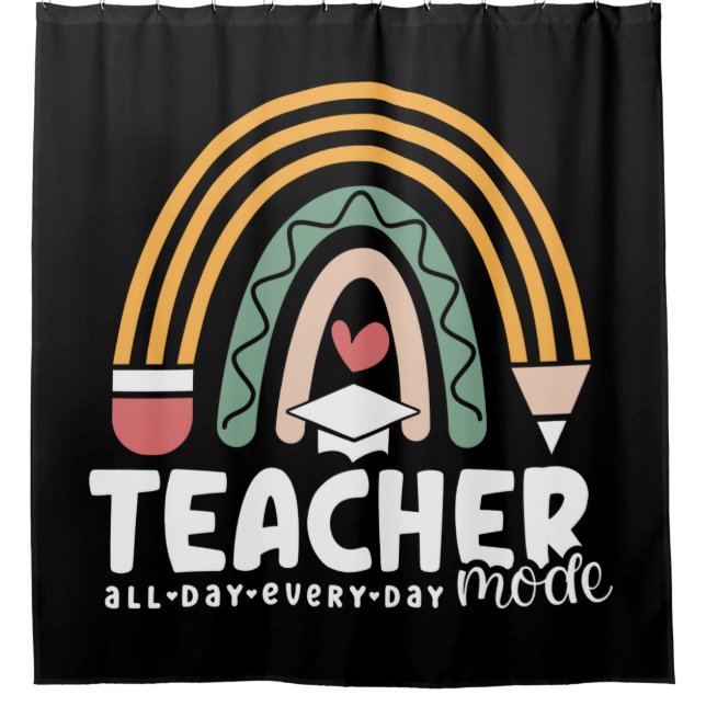 2- Funny Teacher Mode Teaching Geschenk für Lehrer Duschvorhang (Vorderseite)