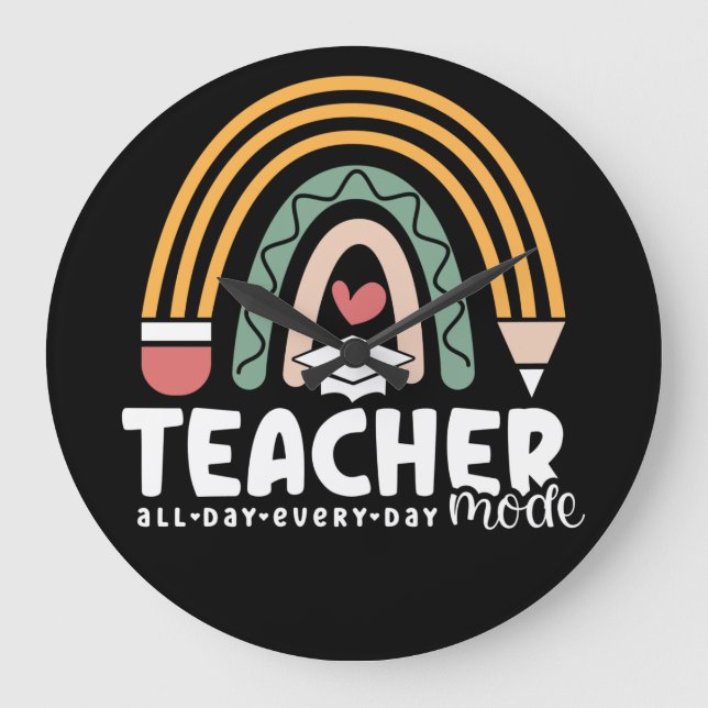 2- Funny Teacher Mode Teaching Geschenk für Lehrer Große Wanduhr (Vorderseite)