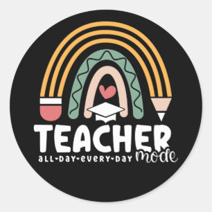 2- Funny Teacher Mode Teaching Geschenk für Lehrer Runder Aufkleber