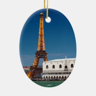 2 für 1 Venedig und Paris - Gemischte Welt Keramikornament