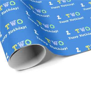 2. Geburtstag Alter 2 Hellblau Glückliches Farbige Geschenkpapier