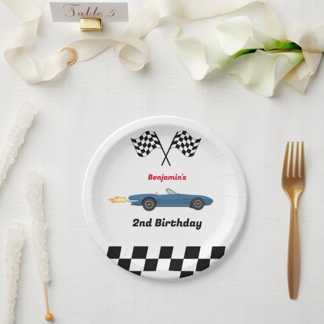 2. Geburtstag: Aufwachsen von zwei schnellen Rennw Pappteller (Hochzeit)