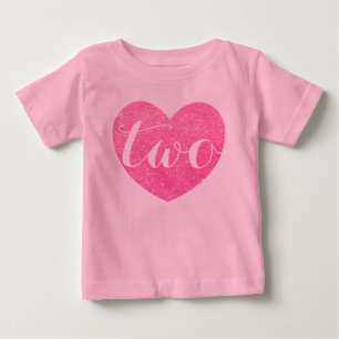 2. Geburtstag Baby Girl Glitzer Herzdruckpink T-shirt