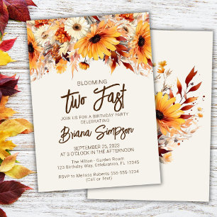 2. Geburtstag Beige Fall Floral Einladung