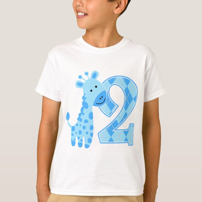 2. Geburtstag Blue Giraffe T-Shirt (Vorderseite)