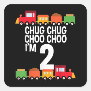 2. Geburtstag Chug Choo Choo I m 2 Train Party Quadratischer Aufkleber