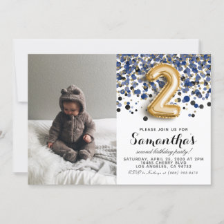 2. Geburtstag Confetti Portrait Einladung