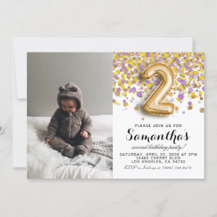 2. Geburtstag Confetti Portrait Einladung