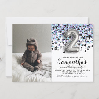 2. Geburtstag Confetti Portrait Einladung